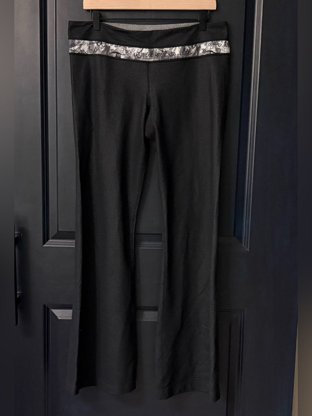 lululemon athletica Black Groove Pants with Graphic Waistband Size 12